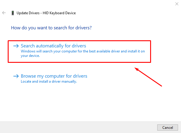 Searching for keyboard drivers automatically