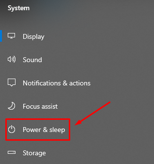 Power & Sleep on Windows 10