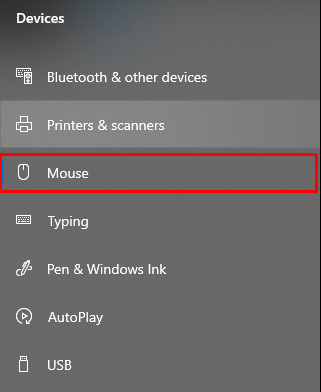 Mouse settings Windows 10