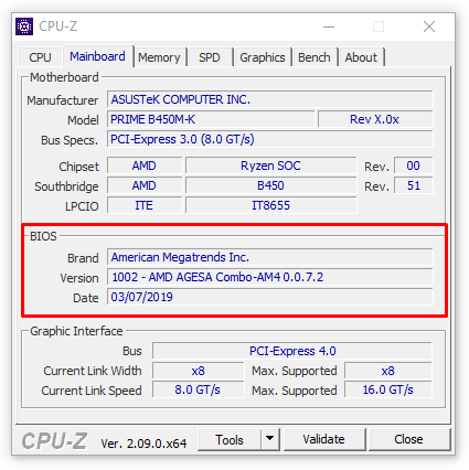 CPU-Z Motherboard information